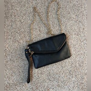 Urban Expressions Black Clutch with Gold Chain